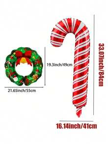 2 pièces/set Guirlande de ballons de cloche de Noël plus ballons de canne en bonbon, convient pour la décoration de Noël, la fête de Noël, l'hiver, la veille de Noël, la fête, la décoration intérieure et extérieure de la maison, laissez-le illuminer votre pièce