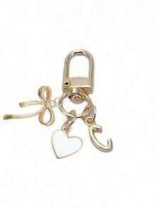 个性化心形吊坠,配有3D蝴蝶结、A-Z字母和礼品留言,心形钥匙扣,定制包包吊坠,包包挂钩,独特手机配件吊坠,包包装饰,简约蝴蝶结镶嵌钻石设计,适合女士钱包和手机配件,包包链吊坠 - 彩色 - 查看 20