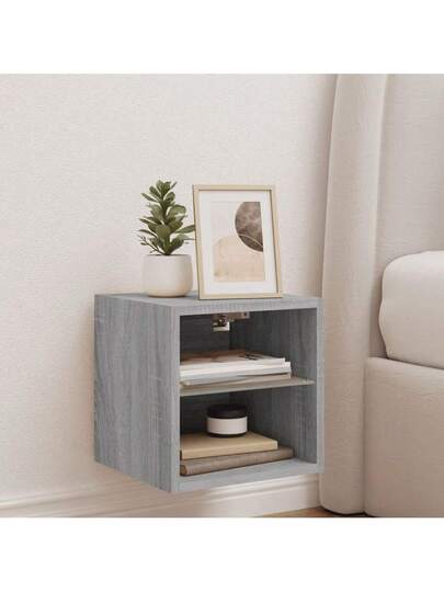 VidaXL TV Wand Unit LED Lighting 30x28.5x30 Cm Grijs Sonoma view 4