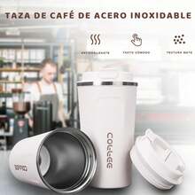 2 Unidades de Taza Termo para Café de Acero Inoxidable 304 (18 oz/510ml): Vaso al Vacío con Tapa para Bebidas Frías y Calientes - Ideal para Oficina - Negro+Rosa - Ver 11