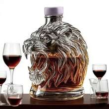 1pc Creative Lion Head Decanter - Durable Glass Whiskey, Brandy, Absinthe Decanter With Stable Base, Portable For Travel, Suitable For Bar And Home Gatherings - Unique Gift Idea, Travel Beverage Container, Elegant Artistic Barware - Lion - View 6