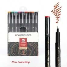 Mobee Super Schwarzer Deutscher Tintenpigment Liner 3/6/12 Feine Stift Set Metallclip Hochwertige Feine Spitze Marker Wasserbasierten Liner Feine Stifte Malen Skizzieren Zeichnen Meister Premium