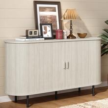 ONBRILL Sideboard Buffet Cabinet With Sliding Door, Fluted Cabinet With Adjustable Shelf, Wood Fluted Sideboard, Modern Accent Coffee Bar Console Table For Kitchen, Entryway, Living Room, White - 白色 - 查看 3