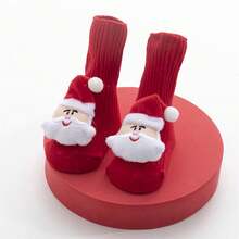 Calcetines navideños para bebé, bonitos calcetines de punto antideslizantes con diseño de reno y Papá Noel para invierno y otoño. - Papá Noel - Ver 5
