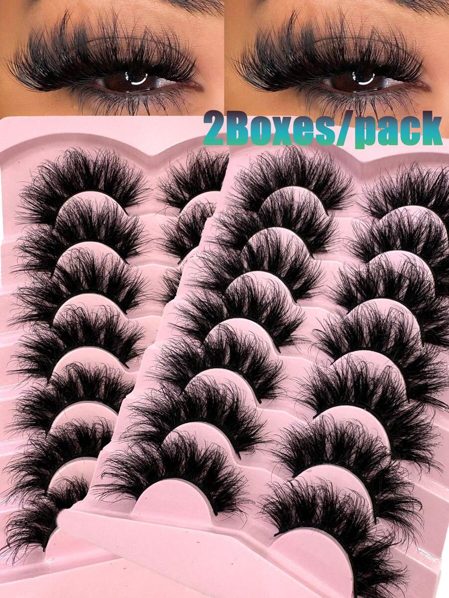14 Pairs Extension Thick Long Reusable Extended Makeup Lashes 9D Faux Mink False Eyelashes, Multi-Layered Curly & Fluffy, Soft & Voluminous Drama Messy Mink Lashes, Cat Eye Shape, 18-25mm Ultra Long & Dense, Handmade Suitable For Beginners, Comfortable & Versatile For Holidays & Parties - màu đen - Xem 1