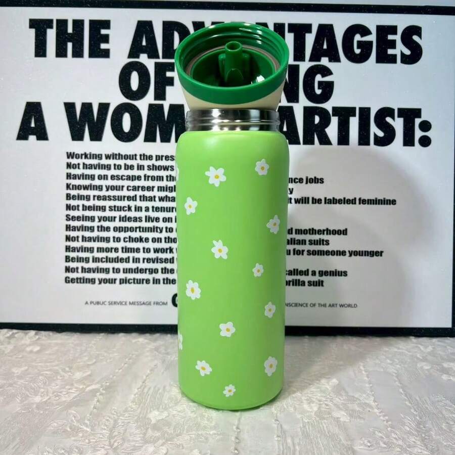 32 Ounces, With Multiple Colors And Patterns Available, Featuring An Exquisite Appearance, This Water Bottle Is A New Type Of Insulated Cup, A Portable Water Bottle With A Straw, And Is Highly Suitable For Use During Exercise. It Can Keep Beverages Cold For Up To 24 Hours And Also Maintain The Temperature Of Hot Water. This Sports Water Bottle Is Specially Designed For Those Who Enjoy Drinking Beverages And Is Highly Suitable For Use In Schools, Gyms, Travel, Daily Commutes, Outdoor Picnics, Summer, Outdoor Activities, Camping, Dormitories, Yoga, Driving, Office Commutes, Teachers, Graduation Gifts, Teacher Gifts, Valentine's Day Gifts, Birthday Gifts, Thanksgiving Gifts, Christmas Gifts, Halloween Gifts, Halloween Decorations, Party Supplies, Etc. It Is Highly Suitable For Various Beverages, Including Ice Water, Iced Tea Or Coffee, Iced Drinks And Hot Drinks. - 綠色花 - 查看 1