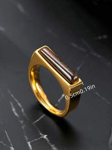 Nhẫn đá mắt hổ bằng thép không gỉ mạ vàng 18K, thiết kế tinh tế và độc đáo, phù hợp để đeo hàng ngày, unisex, món quà tuyệt vời cho các dịp lễ. - Vàng - Xem 5
