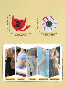 6 Stücke /4 Stücke /2 Stücke Einweg-Brustwarzenaufkleber für Halloween, rund - unsichtbar, selbstklebend, Anti-Vorwölbung Brustaufkleber für Frauen - bequem, Einweg-BH-Zubehör, Roter kleiner Teufel, Teufelsauge, Totenkopf