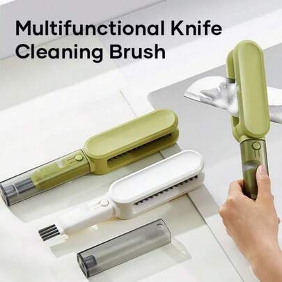 Multifunctional Brush, Kitchen Knife Sharpening Brush, Kitchen Chopstick Tableware Cleaning, Double-Sided Stain Removal Gap Cleaning, Kitchen Knife Brush, Cleaning Tools For Kitchen Knives, Forks, Plates, Tableware, 4-In-1 Multi-Purpose Tools