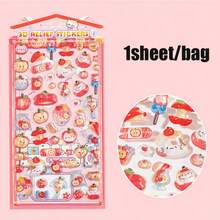 1 Sheet Sticker, Sweet Sugar Party Series, Delicate And Cute 3D Stickers, Used To Decorate Photo Frames, Computer And Phone Cases, Headphones, Water Cups, Junk Magazines, Pencil Cases, Desktop Decorative Stickers, Back-To-School Season Stickers, School Supplies