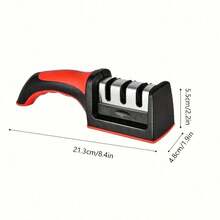 Knife Sharpener, Handheld 3 Segments Kitchen Knife Sharpener Tool Multipurpose Knife Sharpening For Kitchen Knives Repair Restore Polish Red And Black - 黑色 - 查看 7