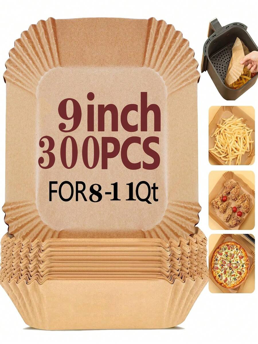 300 pièces/200 pièces/100 pièces/50 pièces/30 pièces/10 pièces Papier sulfurisé, tapis de cuisson, papier huilé en silicone, bols en feuille d'étain, tapis de cuisson en forme de bols pour empêcher tout résidu ou graisse de fuir au fond de la friteuse à air. Fournitures pour dîner en famille, fournitures pour fête