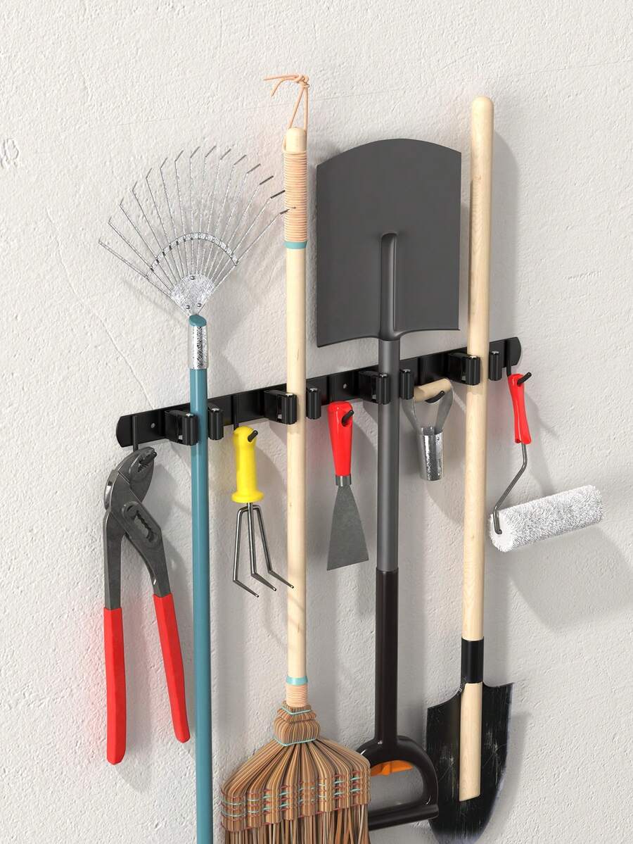 1 pieza Organizador de herramientas montado en la pared, 4 clips, 5 ganchos, estante práctico para herramientas para garaje, taller, hogar, solución de almacenamiento eficiente de herramientas, mantiene las herramientas organizadas y accesibles, diseño ahorra espacio, ideal para regalo de vacaciones, Día del Padre, Navidad, inauguración de la casa, palabras clave de alta conversión para organización y obsequios, imprescindible para entusiastas del bricolaje y mejoras del hogar.