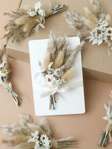 12pcs Boho Dried Flower Bouquet Mini Wedding Handmade Dry Flowers Decor For Vase Crafts DIY Photo Boutonniere For Men Floral Plant Flower For Bridesmaid Gift Birthday Decor (Colorful)