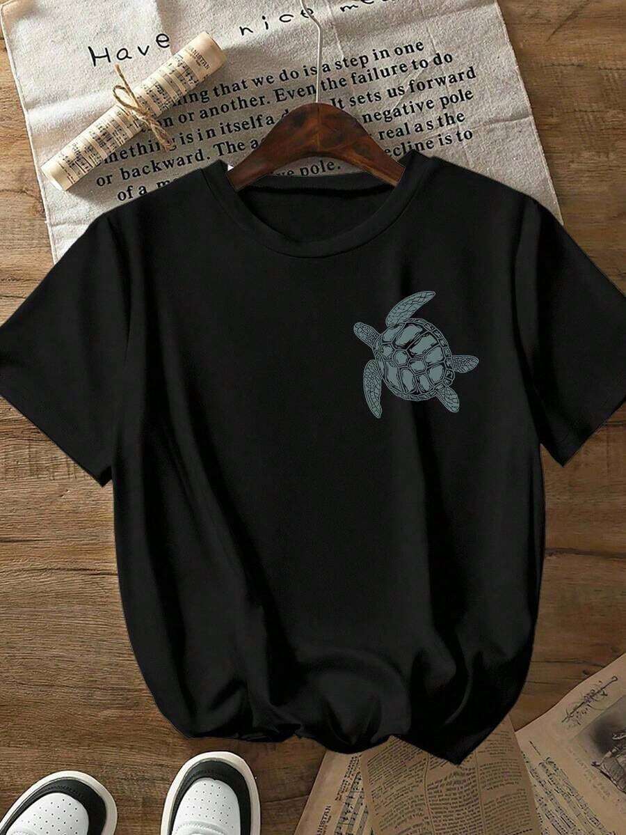 Hauts d'été pour femmes ZIVRE - Tenue d'été décontractée et légère pour femmes, avec imprimé tortue et lettres, idéale pour l'été, la plage, Malibu, le surf, la plongée, Seattle Beach. - Noir - Voir 1