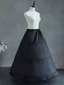 Adjustable Waist Petticoat Slip For Bridal Wedding Dress, Party Performance Costume, Lolita Daily Wear, 3-Layer Padded Crinoline - Black - View 4
