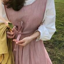 女士复古无系带围裙，透气面料，适合烹饪、烘焙、厨房使用 - 复古风格纯色围裙，烘焙必备，经典设计，穿着舒适，适合烘焙爱好者、家庭烹饪，永不过时，耐用材质，适合家庭厨师 - 彩色 - 查看 5