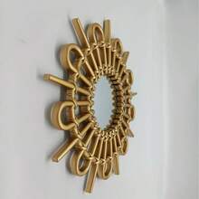 Gold Mirrors Wall Pack Of 1. Round Mirrors. Blade Shape. Decorative Mirrors. Wall Mirrors Decor Home Decor. Plastic Frames. Glass Mirrors. Gold Color.