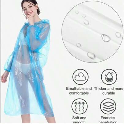 10PCS Portable Emergency Raincoats – Waterproof Lightweight Plastic Rainwear | Women's Raincoat For Hiking, Camping, Travel & Cycling | One-Size-Fits-Most | Compact Individually Packaged Outdoor Emergency Gear