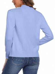 Women's Long Sleeve Knitted Zip-Up Lightweight Sweater Cardigan, Sweatshirt 85EQ - Màu xanh lam - Xem 11