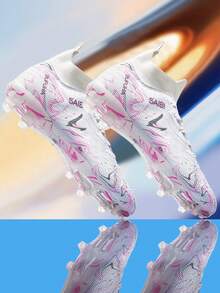 男士足球鞋，AG/FG 鞋钉，成人足球鞋，轻便专业运动训练高帮足球鞋，男女通用 - 白色 - 查看 5