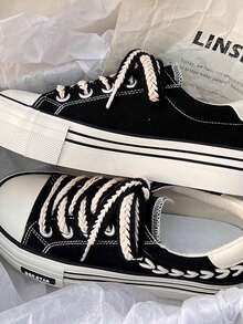 Blumen-Muster Schnürsohle Dicksohle Leinwand Schuhe, geeignet für Schule, Outdoor, Festivals, alle Jahreszeiten, Größe 35-40