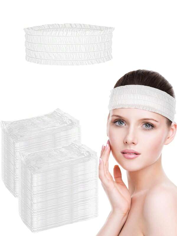 1/10/20/25/50/100/200 pièces Bandeau de spa jetable, bandeau facial en tissu non tissé doux, bandeau facial élastique, produits de soins de la peau, de maquillage, de sauna, de lavage du visage pour femmes, soins de la peau, beauté, produits de soins de la peau, spa, soins personnels, outils de soins du visage, soins du visage, fournitures d'esthéticienne, peau, lavage du visage, soins du visage