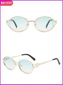Retro Oval Fashionable Eyeglasses, Designer Metal Frame Eyewear, 2025 New Narrow Geometric Eyeglasses, Compact Design. Women's Asymmetric Rectangular Fashionable Eyeglasses And Beach Accessories. Basic Eyeglasses And Women's Summer Essentials, Suitable For Work And Casual Outfits. Perfect Gift For Summer Beach Vacation, Outdoor Trip, And Travel. Retro Square Frame Eyeglasses, Suitable For Outdoor, Back To School Outfits. Oval Frame - Multicolor - View 21