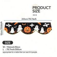 1 Black Orange Halloween Fireplace Scarf With Pumpkin Lantern, Bat And Spider Web Patterns, Made Of Polyester Fabric, Suitable For Halloween Decoration, Party Supplies, Table Flags Or Fireplace Covers, Perfect For Home Living Room Fireplace Door And Window Decoration