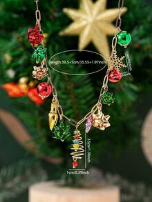 1 Pc Colorful Christmas Charm Necklace - Handmade X'mas Tree Light Snowflake Christmas Bow Pendant Necklaces - Holiday Jewelry Gift For Women & Girls - Christmas Bell Pendant Necklace - View 3