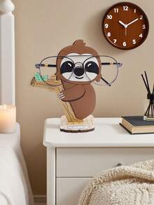 1pc Creative Sloth Shaped Sunglasses Storage Rack, Detachable Wooden Eyeglasses Display Stand, Animal Shaped Glasses Organizer, Vanity Eyewear Holder - Multicolor - View 3