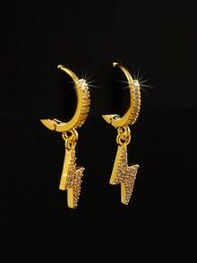 2pcs Full Rhinestone Zirconia Hoop Earrings, Fashionable Luxury Personalized Versatile Earrings, Daily Wear Party Holiday Gift, Unisex