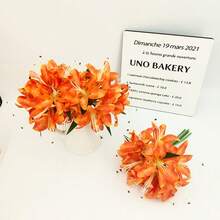 1/5PCS 人造百合花茎，简单的涤纶假花，适用于家居装饰、情人节、生日毕业礼物，适合新年、万圣节、圣诞节、婚礼胸花、生日、母亲节和家居装饰使用（款式随机）1PC/3PCS/5PCS 人造花采用柔软的聚氯乙烯材料制成，形状灵活且易于存放，非常适合家居装饰