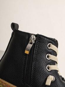 1 Paar Baby bequeme einfache Seitreißverschluss flache rutschfeste Knöchelstiefel, geeignet für den täglichen Outdoor-Gebrauch, Herbst/Winter