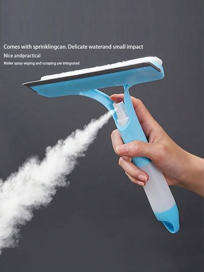 三合一多功能玻璃清洁工具，带喷头，聚丙烯 (PP) 塑料，适用于浴室、厨房、客厅、卧室、卫生间 - 高效镜子和窗户刮刀