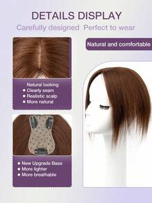 Topo de Cabelo Humano para Mulheres, Cabelo Humano Real, Novo Upgrade de Topo de Cabelo, Penteado Volumoso e Leve, para Cabelos Brancos com Falta de Volume, Cobre Cabelos Grisalhos e Adiciona Volume, Topo de Cabelo Leve e Sem Emendas, Base de Seda, Clipes Embutidos, Peças Realistas de Couro Cabeludo