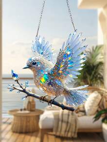 1 buc-2D drăguț pasăre colorată fereastră agățat, pandantiv artă pasăre pentru bucătărie living birou, pentru decorațiuni de ferestre agățat toamna animale iubitor coroană semn casă grădină interioară terasă