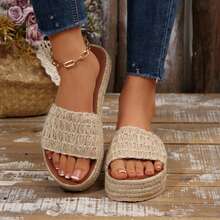 Sandals For Women Lightweight Bohemia Wedge Slide Beach Summer Casual - 芥末黃 - 查看 9