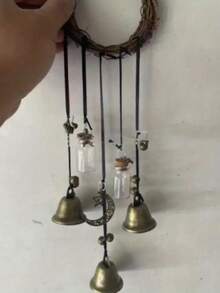 1 pieza, Campana de ratán retro hecha a mano, campana colgante de enredadera bohemia para pared, campana de viento de enredadera, decoración de asa, campana de cuerda, campana de oración colgante, campana de enredadera para puerta, campana colgante de enredadera natural, campana de viento calmante