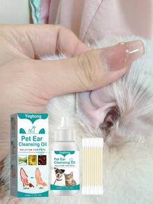 YEGBONG Cat And Dog Ear Drops 30ml, Cat And Dog Ear Cleaning Liquid, Special Ear Cleaning Liquid, Effectively Removes Earwax, Cleans Ear Canal Stains, Eliminates Odors, Including 10 Cotton Swabs