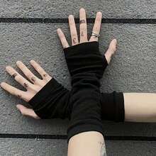 1pc Men's Casual Blend Fingerless Gloves - Lightweight Harajuku Inspired Streetwear Halloween,