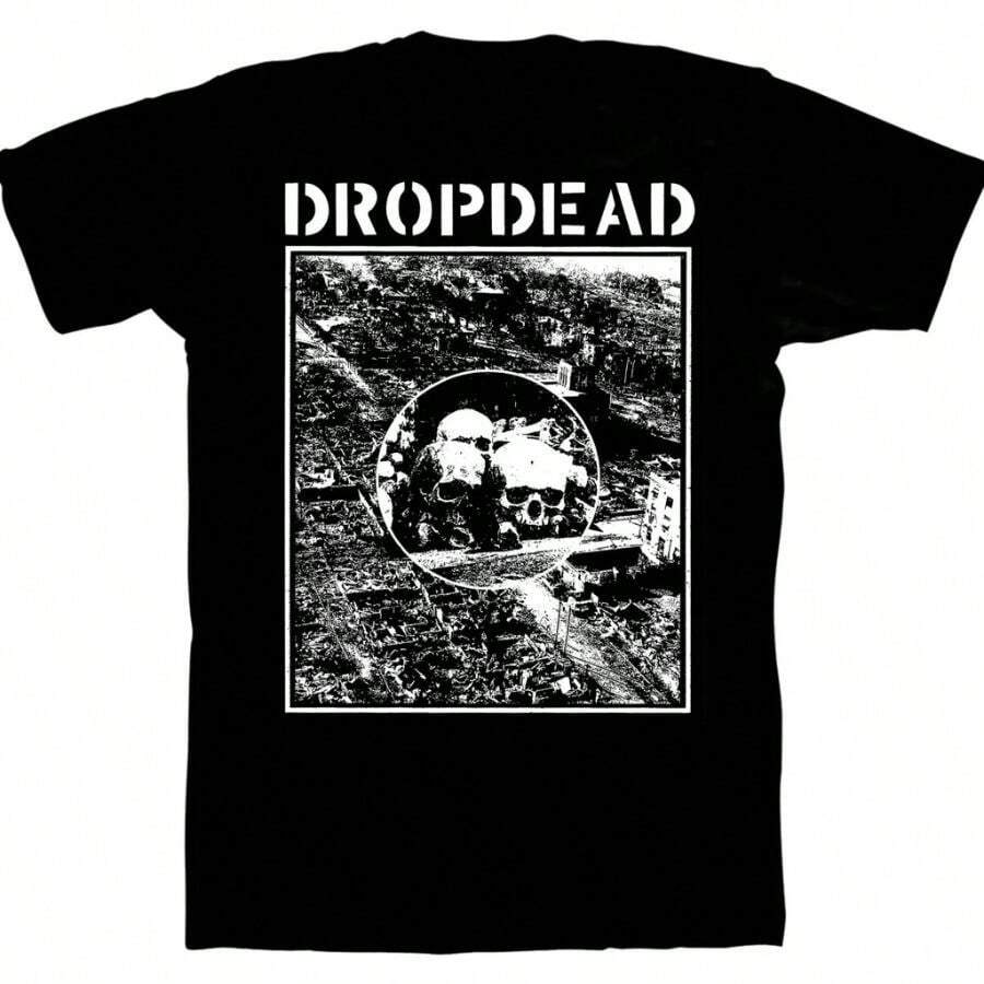 Dropdead Band Skull Graphic Black Cotton T Shirt Full Size S-5XL TT960 - 黑色 - 查看 1