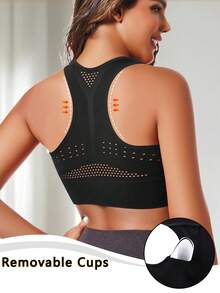 Reggiseni sportivi da donna, traspiranti, con schiena a racer, top senza fili per yoga e palestra, biancheria intima da allenamento