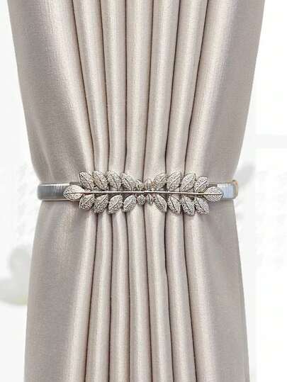 1 kẹp rèm cửa nhiều lá màu bạc, thích hợp để trang trí nhà cửa, tuyệt vời cho phòng ngủ, phòng khách, văn phòng