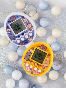 Colorful Mini Handheld Digital Pet With Virtual Pet Feeding Game - Friendly Keychain Toy, Battery-Powered (Non-Rechargeable), Ideal Holiday Gift - Available In White, Pink, Green, Yellow, Gaming Accessories