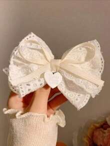 1 pieza/Set de 2 piezas Clip de pelo con lazo de encaje blanco de estilo Lolita, accesorio para el cabello, moda de otoño, pinza para el cabello, otoño, pinzas para el cabello, pasador para el cabello, pinzas para el cabello, diadema, pinza de cocodrilo, atuendo de invierno para mujer, lazos, lindo