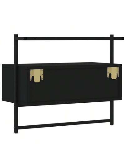 VidaXL Wand Mounted TV Cabinet 60.5x30x51 Cm, Finished Wood, Zwart view 7