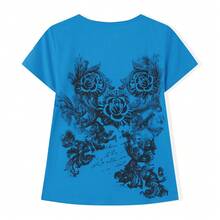 Women's Short Sleeve T-Shirts Tops Graphic Tees Y2k Vintage Gothic Punk Slim Fitted Crop Top Tee Shirts Party Clubwear Streetwear - 藍色 - 查看 6