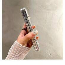 Transparent Folding Phone Case With Crystal Pink Apple Print Pattern Design Compatible With Sam Galaxy Z Flip Fold 3 4 5 6 7 Fold Case Design For Moto Razr 40 50 60 Ultra Cute Phone Case For Girl And Women - 無色 - 查看 5