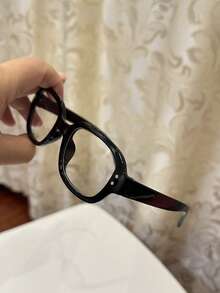 1pc Women's Casual Retro Square Black Flat Glasses, Suitable For Daily Wear And Street Photography - Multicolor - View 7